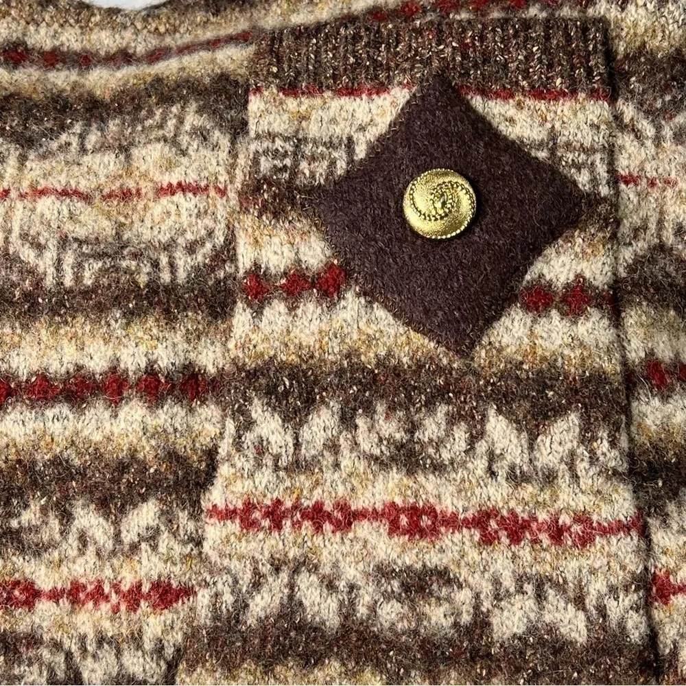 RARE EDDIE BAUER Brown Wool Blend Shoulder Tote Bag Leather Braided Straps - Picture 7 of 16